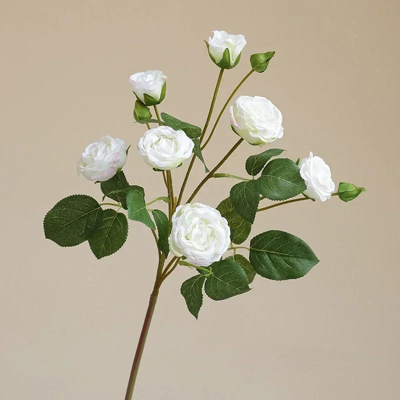 branches de roses artificielles à 7 têtes en soie décoratives - vue 6 sur 7