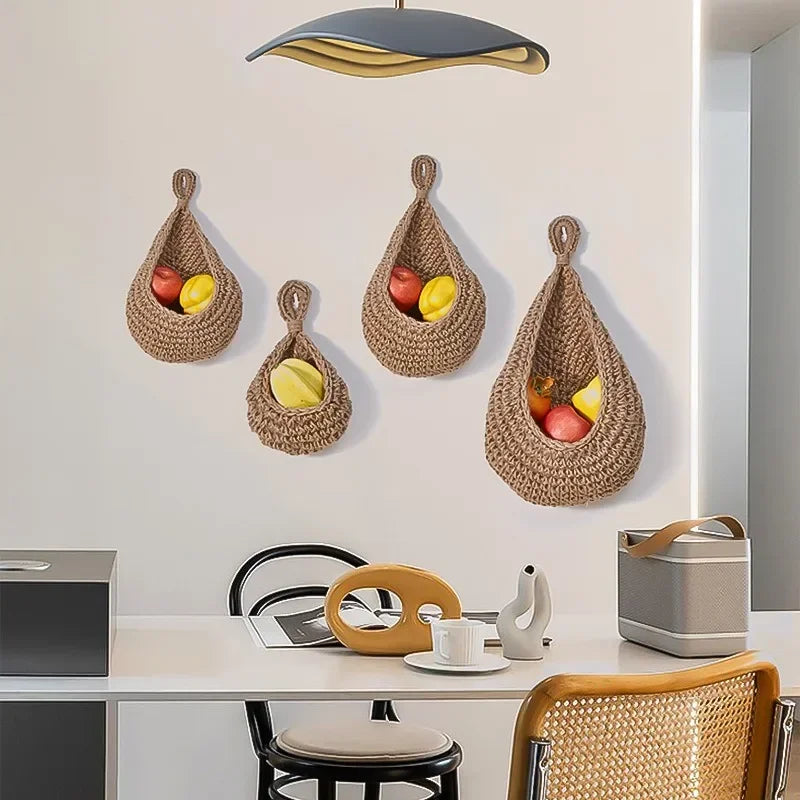 panier mural tissé à la main pour fruits et légumes décoratif - vue 5 sur 12