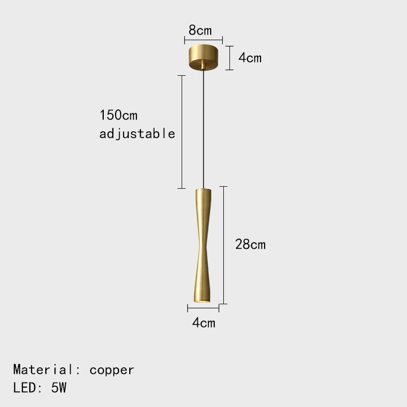 Moderne LED-Pendelleuchte mit verstellbarem Kupferkabel, 3 wechselbare Varianten - vue 8 sur 8