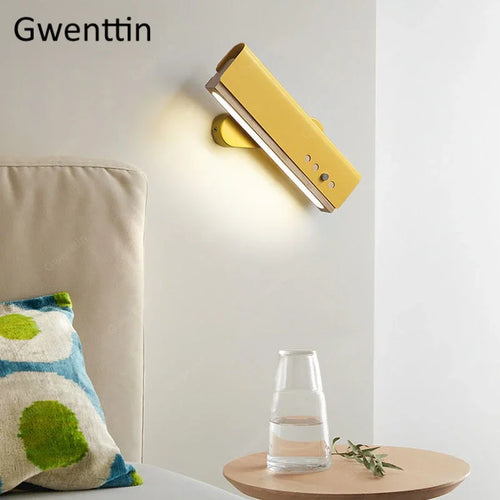 applique murale en bois avec bandes décoratives et led - vue 5 sur 9