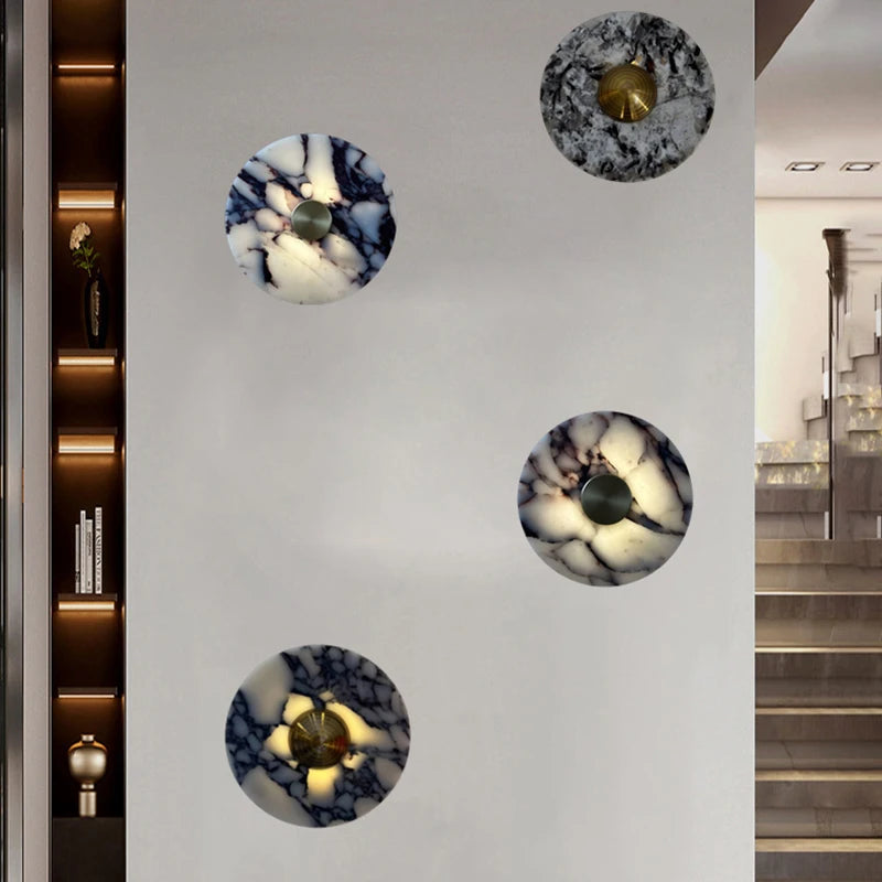 applique murale style art déco en pierre et métal doré - vue 2 sur 8