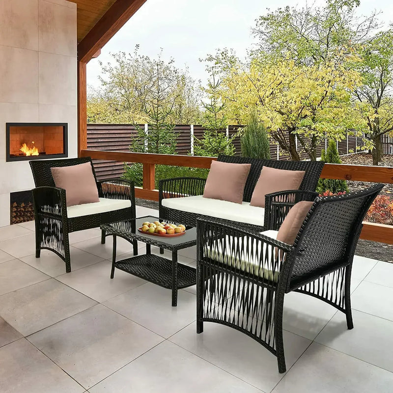 ensemble moderne de mobilier de jardin en rotin