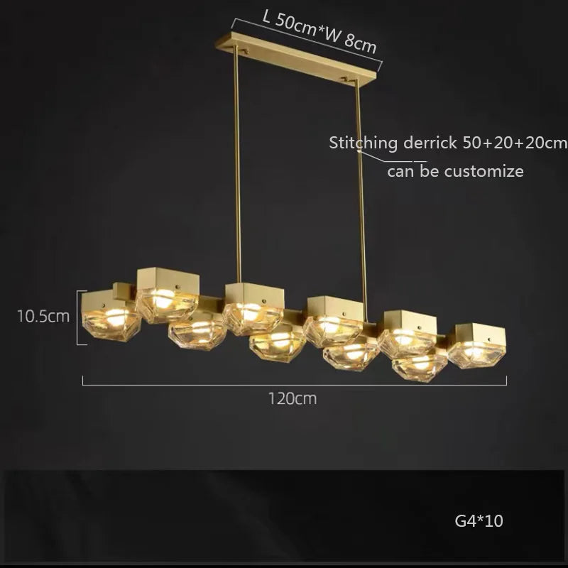 led décorative en cuivre avec suspension réglable pour salon