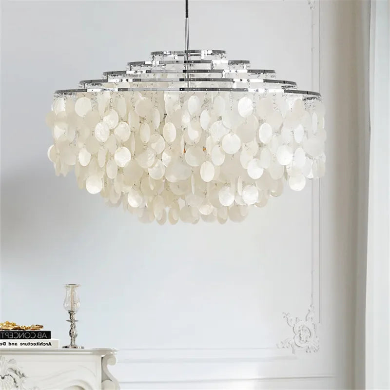 Éclairage de lustre de coquille de luxe moderne pour les luminaires suspendus de salon de Restaurant or/Chrome éclairage à la maison romantique - vue 3 sur 16