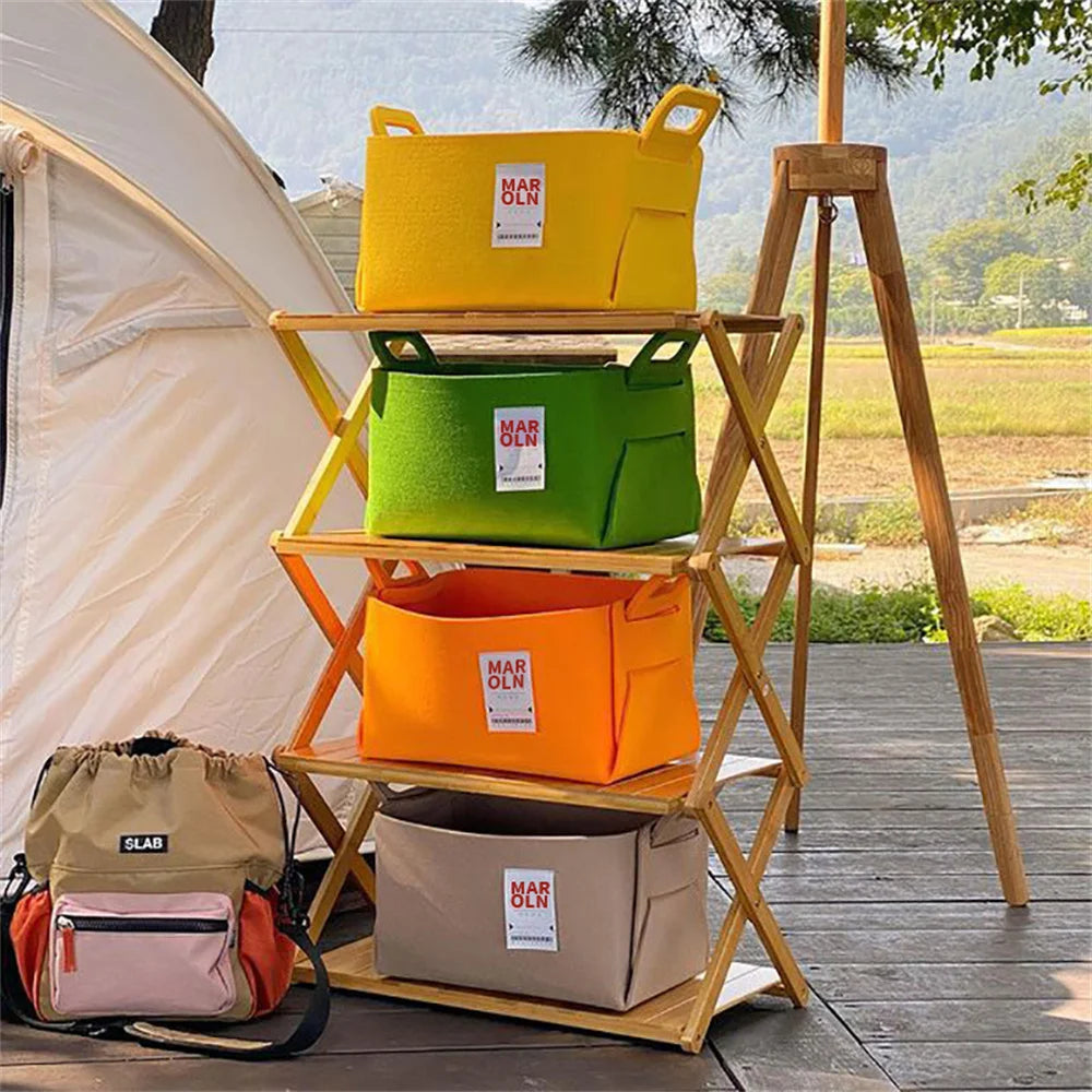 boîte de rangement pliable en feutre pour décoration et camping - vue 5 sur 5