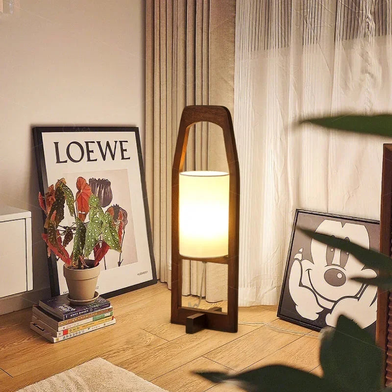 lampadaire japonais rétro en bois massif design créatif et simple - vue 5 sur 6