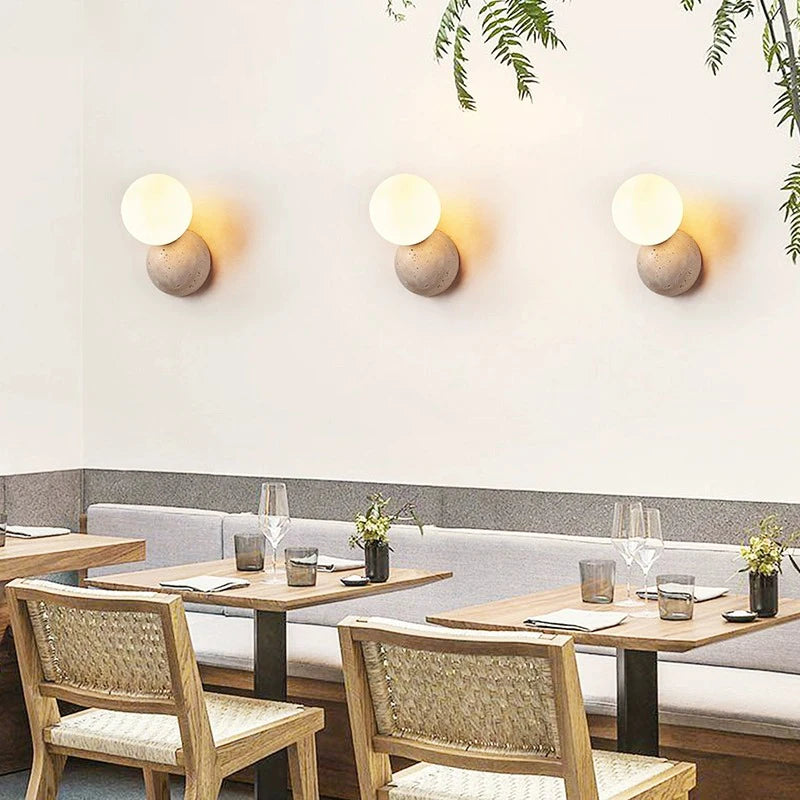 Applique murale led style grotte pierre rond créatif nordique - vue 3 sur 7
