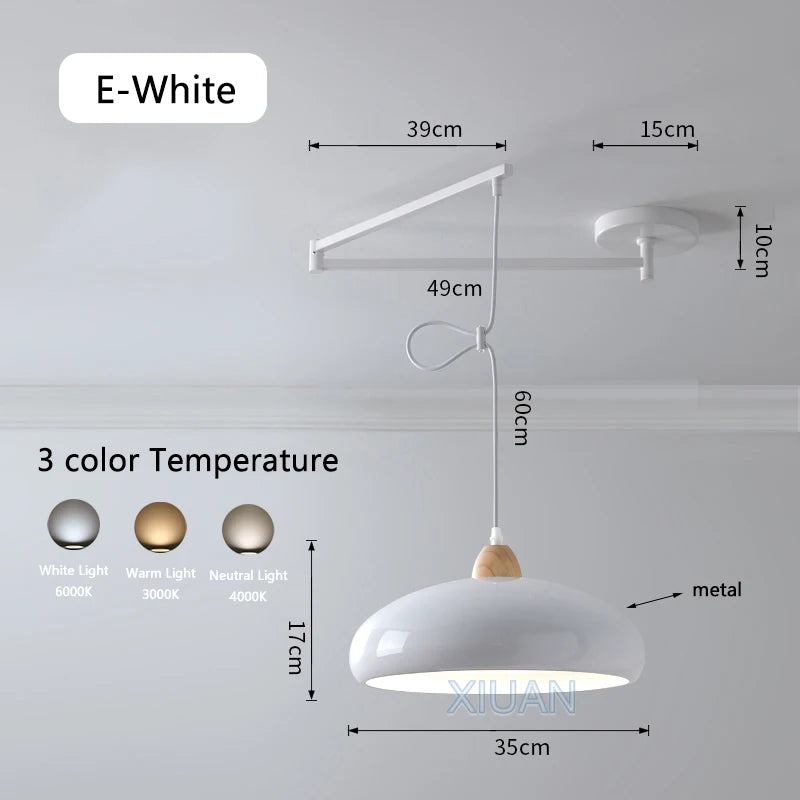 Moderne LED-Pendelleuchte mit schwenkbarem Arm