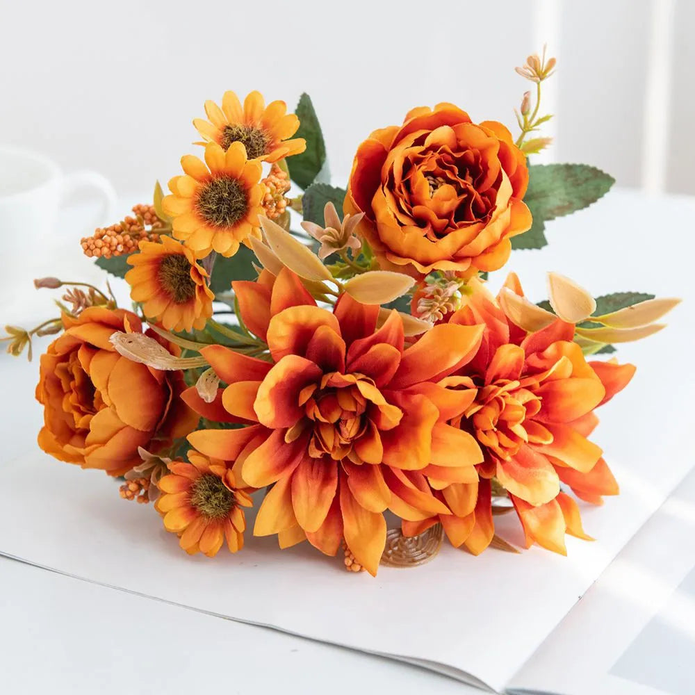 fleur artificielle dahlia rose marguerite pour décoration fête mariage - vue 12 sur 13