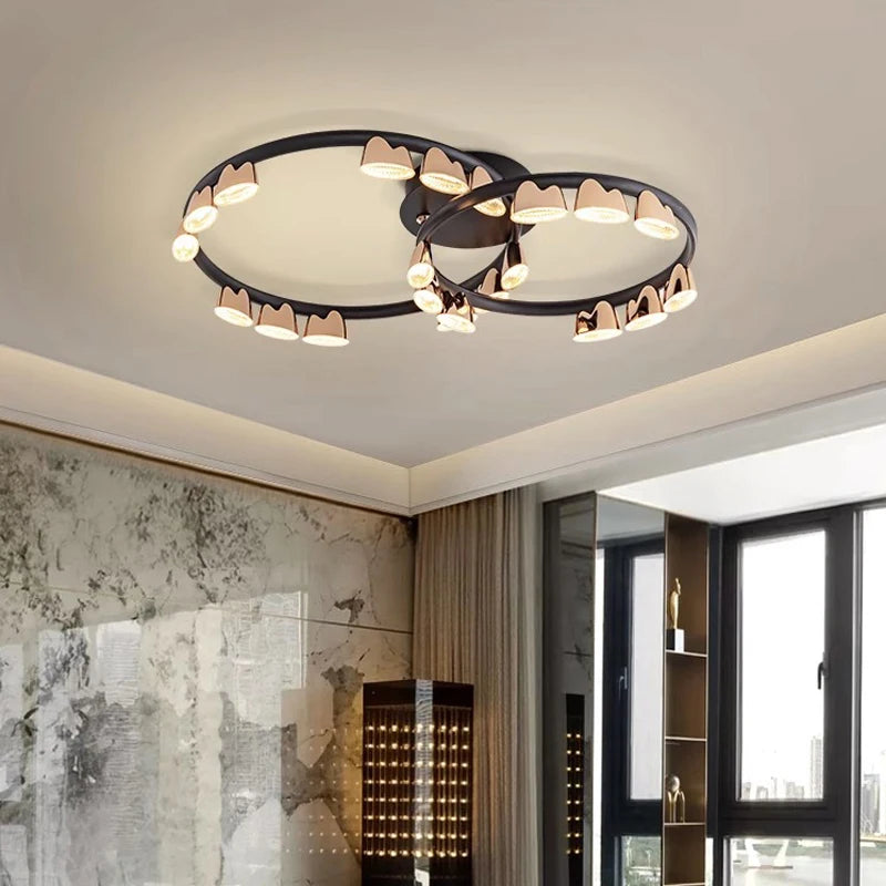 lustre circulaire led contrôle mural ou télécommande postmodern - vue 5 sur 15