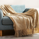 Plaid tricot doux avec pompons style salon chambre