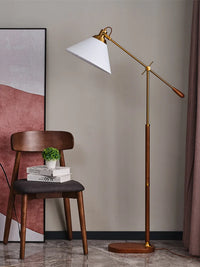 lampadaire bois massif abat-jour pied moderne