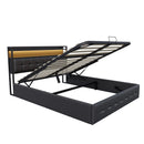 Storage Bed,Upholstered Bed 140/160x200cm,Headboard with LED Lighting and Charging USB,Double Bed with Storage Space,No mattress