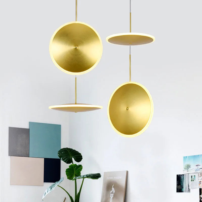 lampe led ronde en métal art déco avec fil réglable