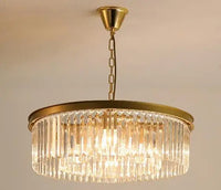 Kronleuchter LED aus Metall im amerikanischen Retro-Stil mit Kette und Kristall