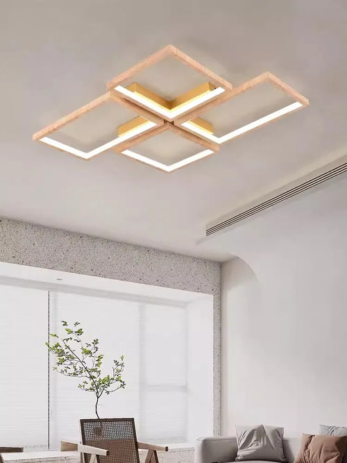 LED-Deckenleuchte modernes Design aus Metall und Holz elegant - vue 2 sur 10