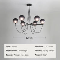 Nordischer Kronleuchter Glasball im Retro-Industriedesign