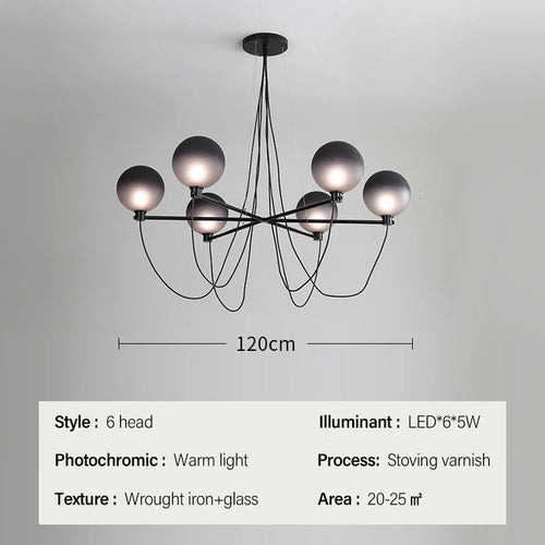 Nordischer Kronleuchter Glasball im Retro-Industriedesign