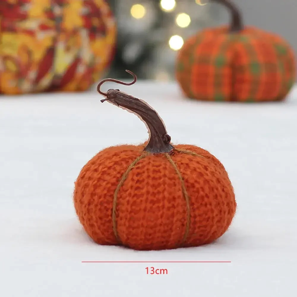 Decorative Pumpkins Knitted Colorful Fabric Pumpkin Halloween Harvest Festival Thanksgiving Decoration for Farmhouse, Fall, Gift