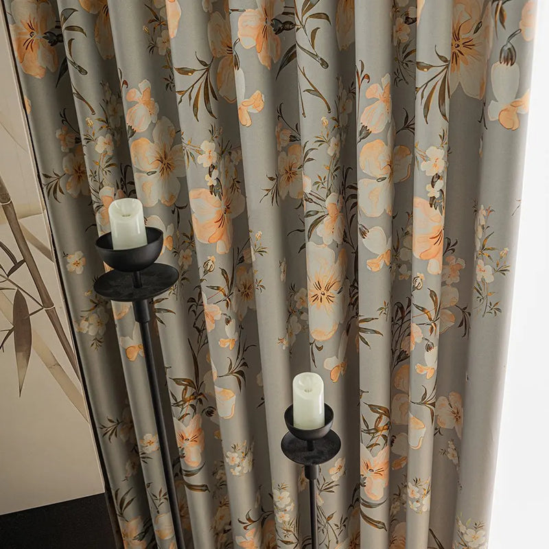 Rideau occultant moderne motif feuilles pour chambre salon