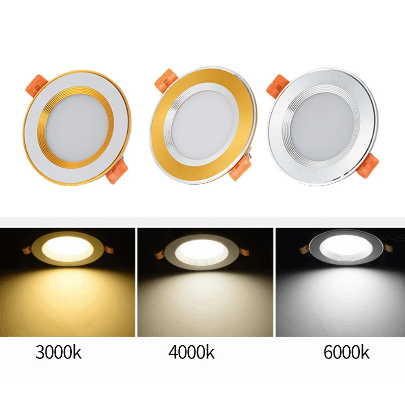Foco LED empotrable redondo para cocina, lámpara de 7W, 9W, 12W, 15W, 18W, CA 220V,  impermeable, blanco cálido y frío - vue 6 sur 9