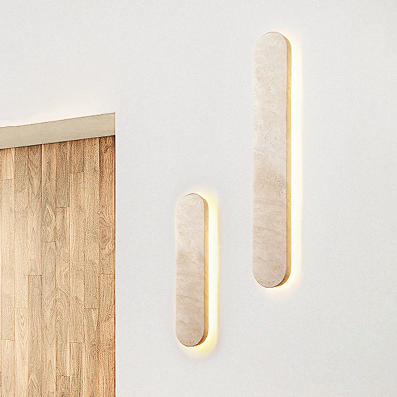 Applique Murale Scandinave Couloir Cour Entrée Moderne Pierre Naturelle Extérieure Beige 40CM LED Étanche - vue 4 sur 7