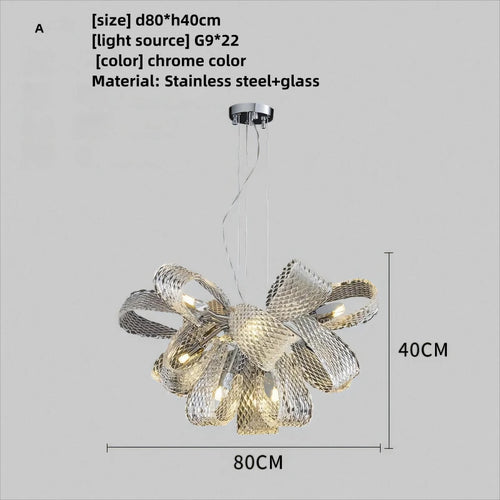 Minimalistischer Kronleuchter aus Glas mit floralem Design für moderne Innenräume - vue 13 sur 12