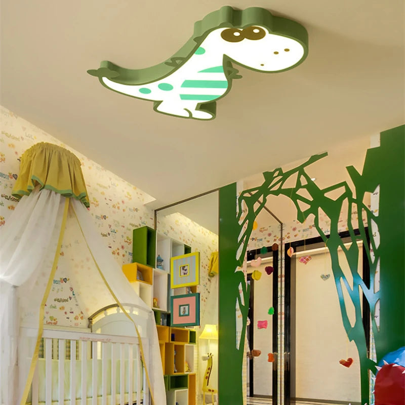 LED Ceiling Creative Cartoon Dinosaur for Children's Room Lamp, Modern Warm and Romantic Boy and Girl Bedroom Light  Lampara RC - vue 2 sur 8