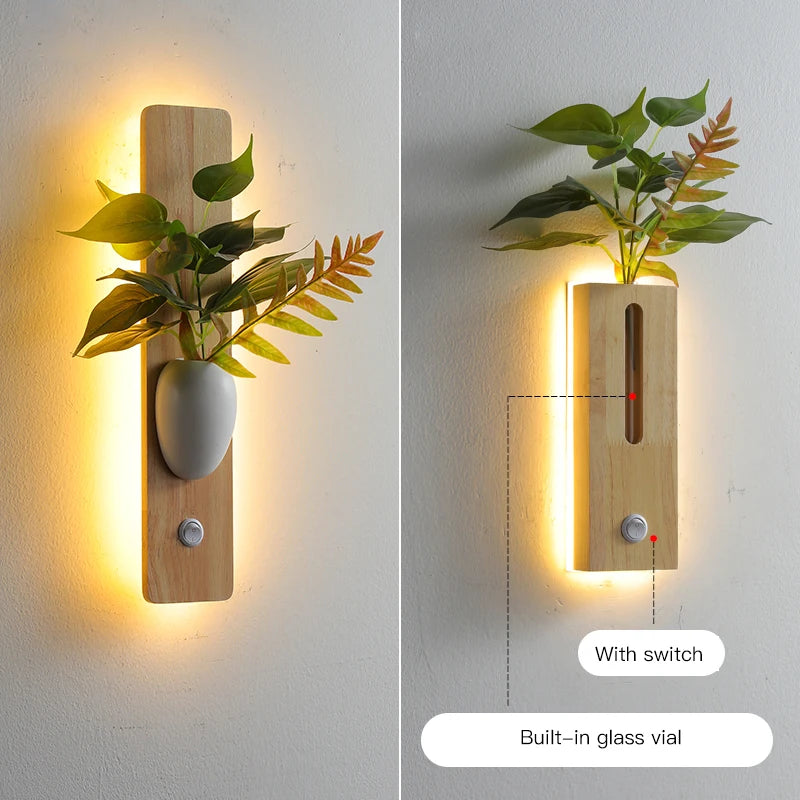 LED-Wandleuchte aus Holz für dekorative Innenräume 2023 - vue 3 sur 8