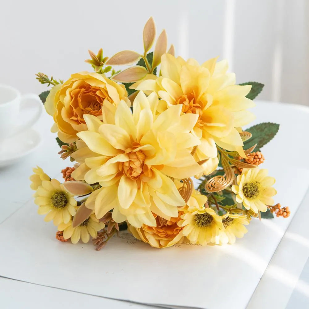 fleur artificielle dahlia rose marguerite pour décoration fête mariage - vue 10 sur 13