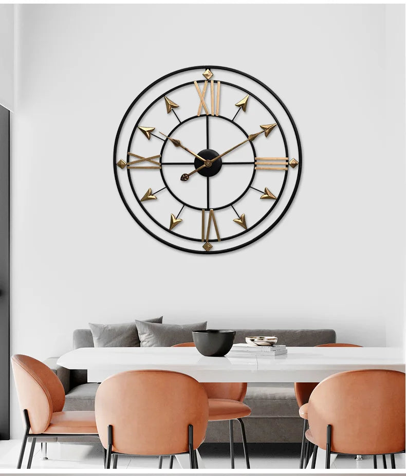 Wrought Iron Wall Clock for Living Room, Home Warm Decoration, Retro Silent Clock - vue 3 sur 7