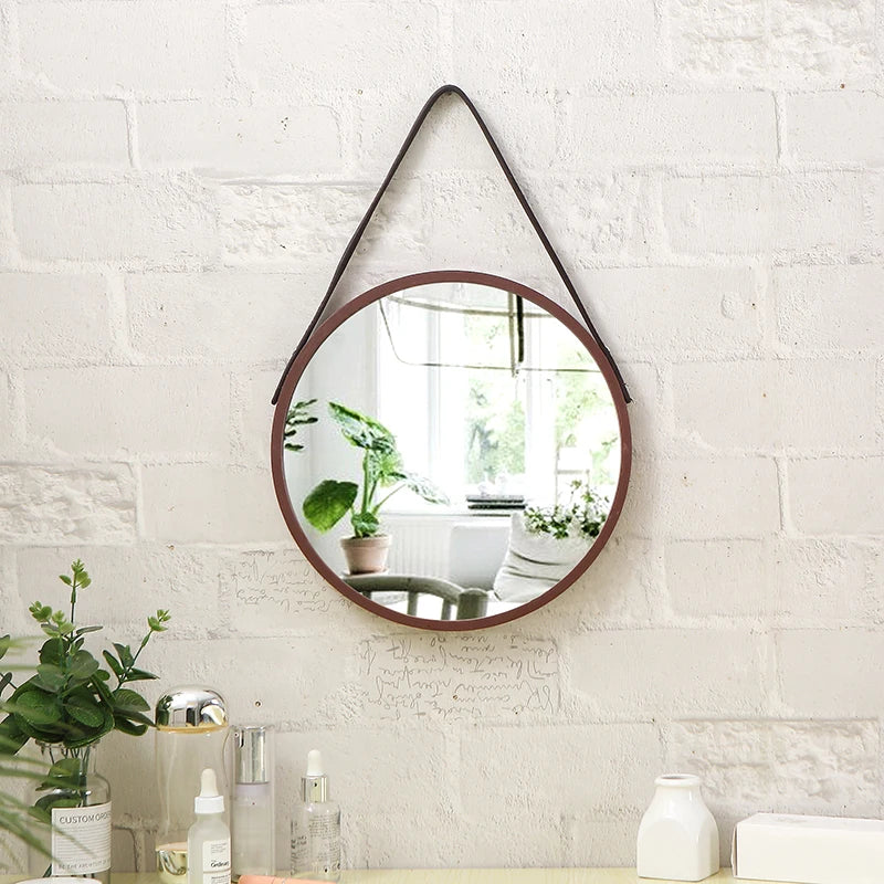 miroirs décoratifs ronds en bois rétro pour décoration intérieure - vue 4 sur 7