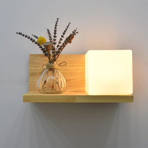 LED-Wandleuchte aus Holz mit nordischem Pflanzengefäß - vue 4 sur 23