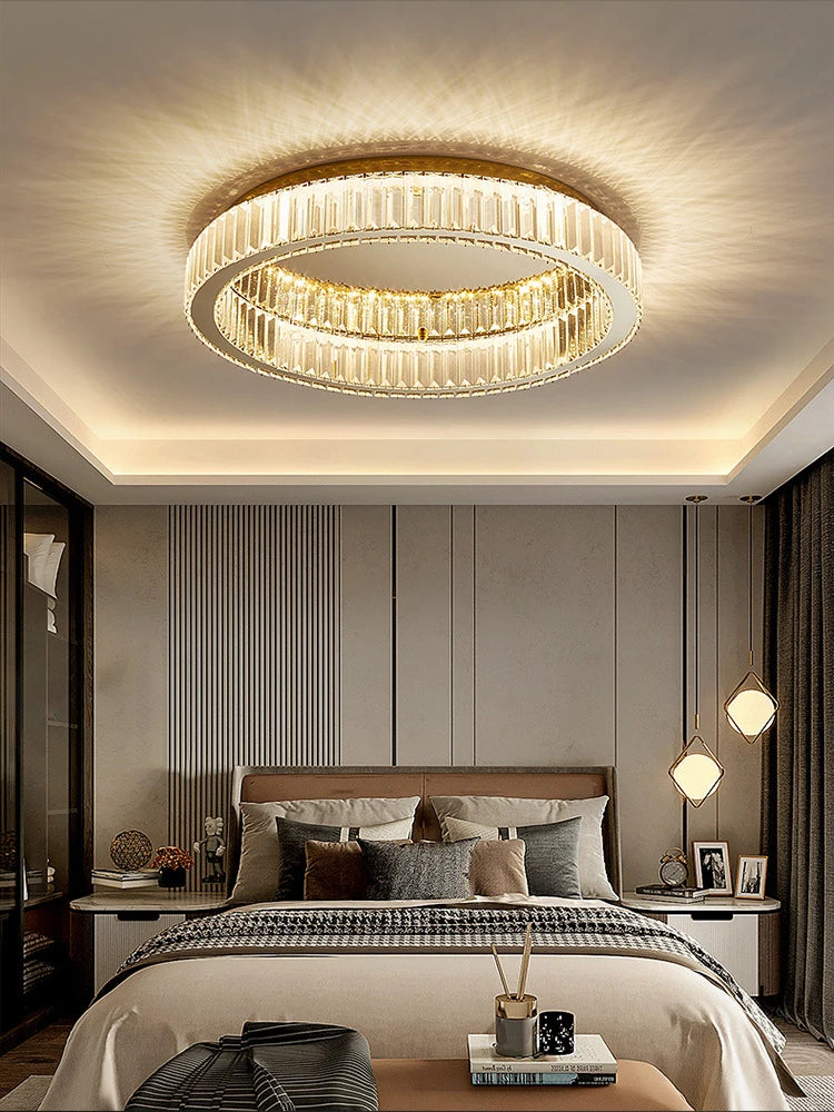 lustre en or et argent avec led dimmable rond - vue 3 sur 11