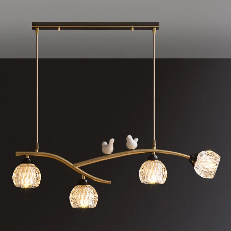 lustre led oiseau créatif en cuivre pour maison et restaurant - vue 2 sur 7