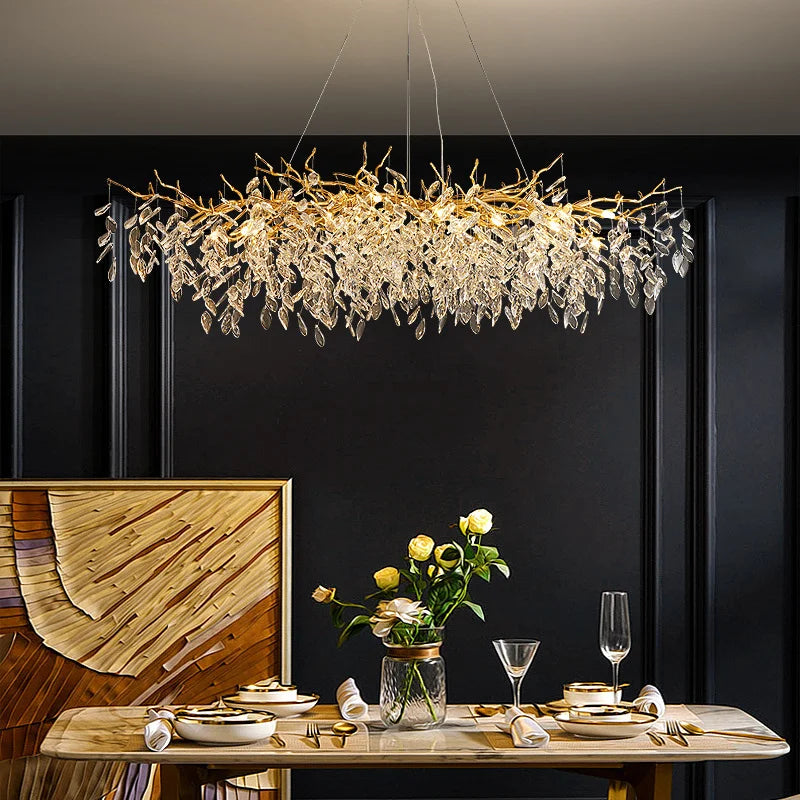 lustre en verre doré design luxueux pour décoration intérieure - vue 5 sur 16