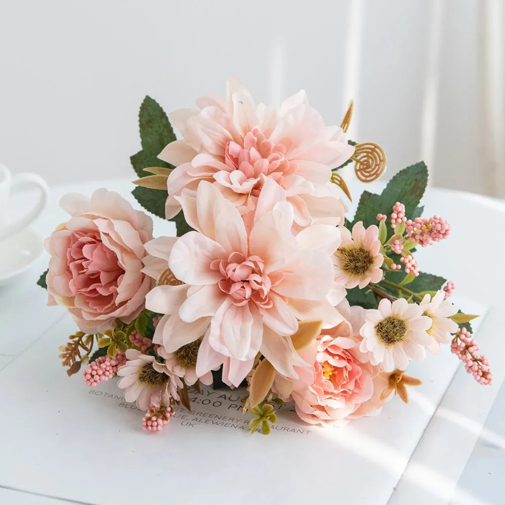 fleur artificielle dahlia rose marguerite pour décoration fête mariage - vue 9 sur 13