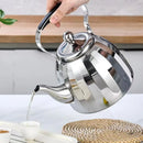 Bouilloire acier inoxydable miroir motif fleur infuseur amovible