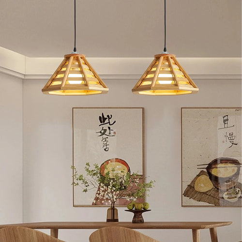 Moderne Pendelleuchte aus Holz mit LED-Beleuchtung für den Innenbereich - vue 5 sur 7