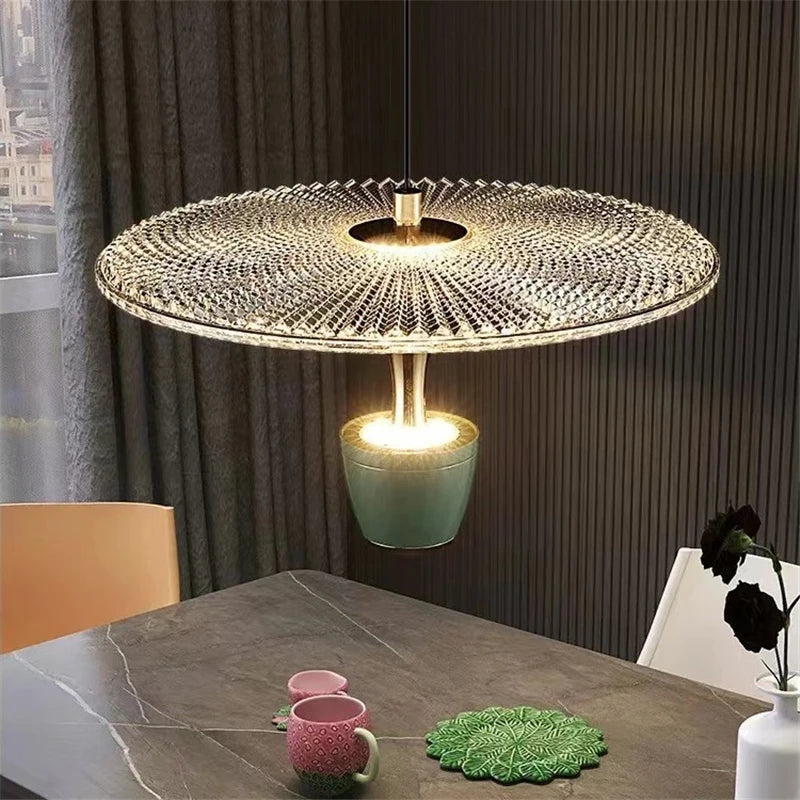 suspension minimalistes modernes en verre grain d'eau - vue 5 sur 9