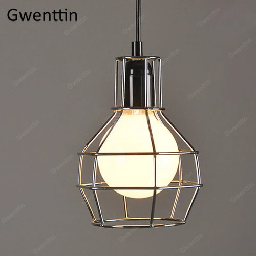 Pendelleuchte aus Eisen im Käfig-Design für moderne und Retro-Inneneinrichtung - vue 9 sur 11
