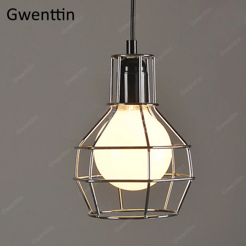 Pendelleuchte aus Eisen im Käfig-Design für moderne und Retro-Inneneinrichtung - vue 8 sur 11