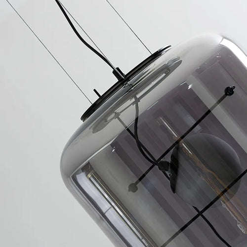 Suspension en verre tête unique boule design fumé