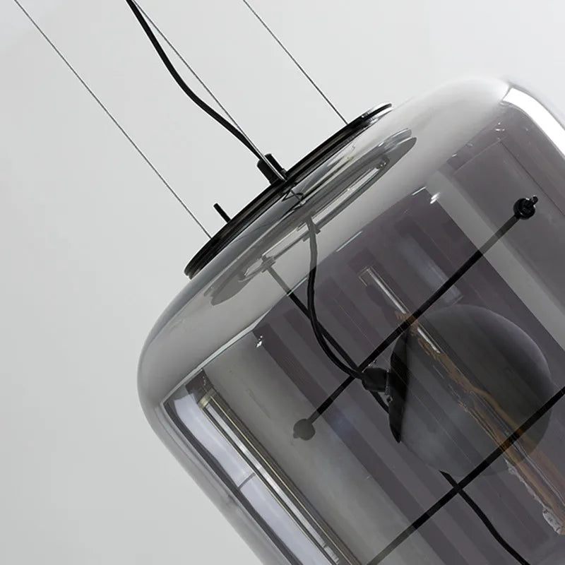Suspension en verre tête unique boule design fumé - vue 8 sur 9