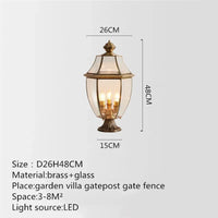 Klassische Gartenleuchte aus Messing für den Außenbereich, wasserdicht, Retro-Stil