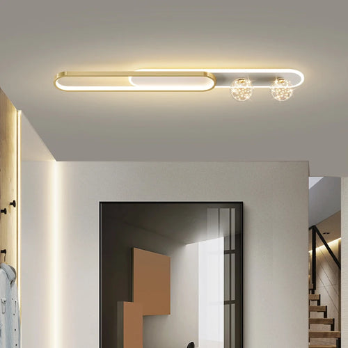 Moderner luxuriöser Kronleuchter mit Sternendesign und langer Einbauleiste - vue 6 sur 14