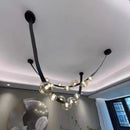 Kronleuchter LED Design Minimalistisch aus Leder und Glas für Dekoration