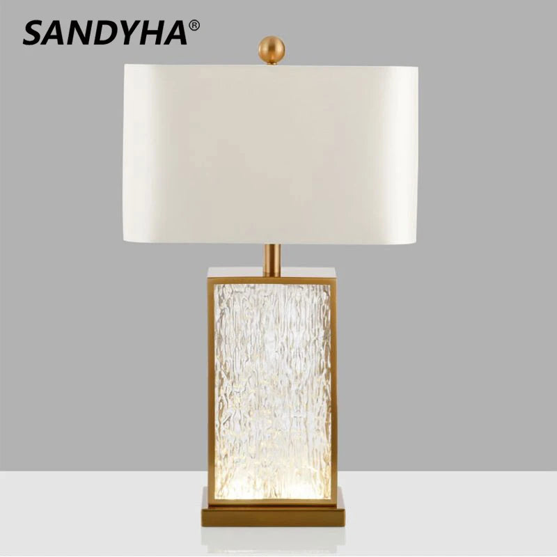 lampe à poser moderne en verre avec cadre doré décorative et élégante - vue 5 sur 7