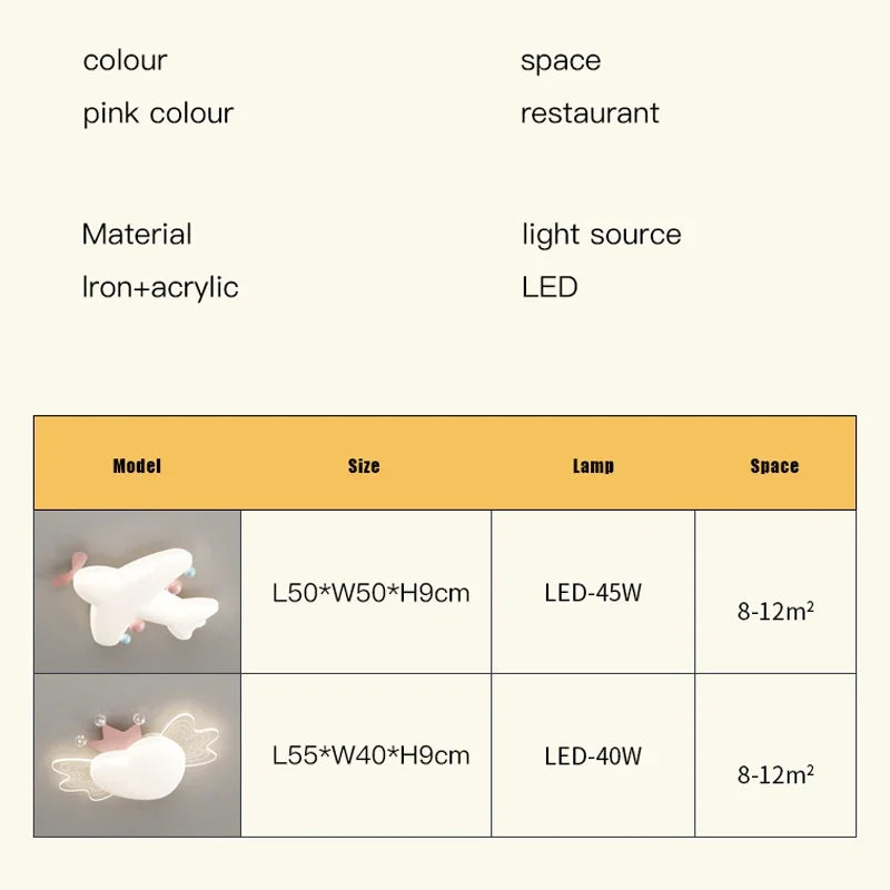 plafonnier led avion en forme de cœur design nordique protection des yeux - vue 7 sur 8