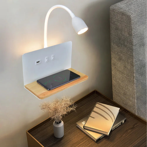 applique murale led intérieur usb sans fil moderne rotative 360° interrupteur veilleuses chevet